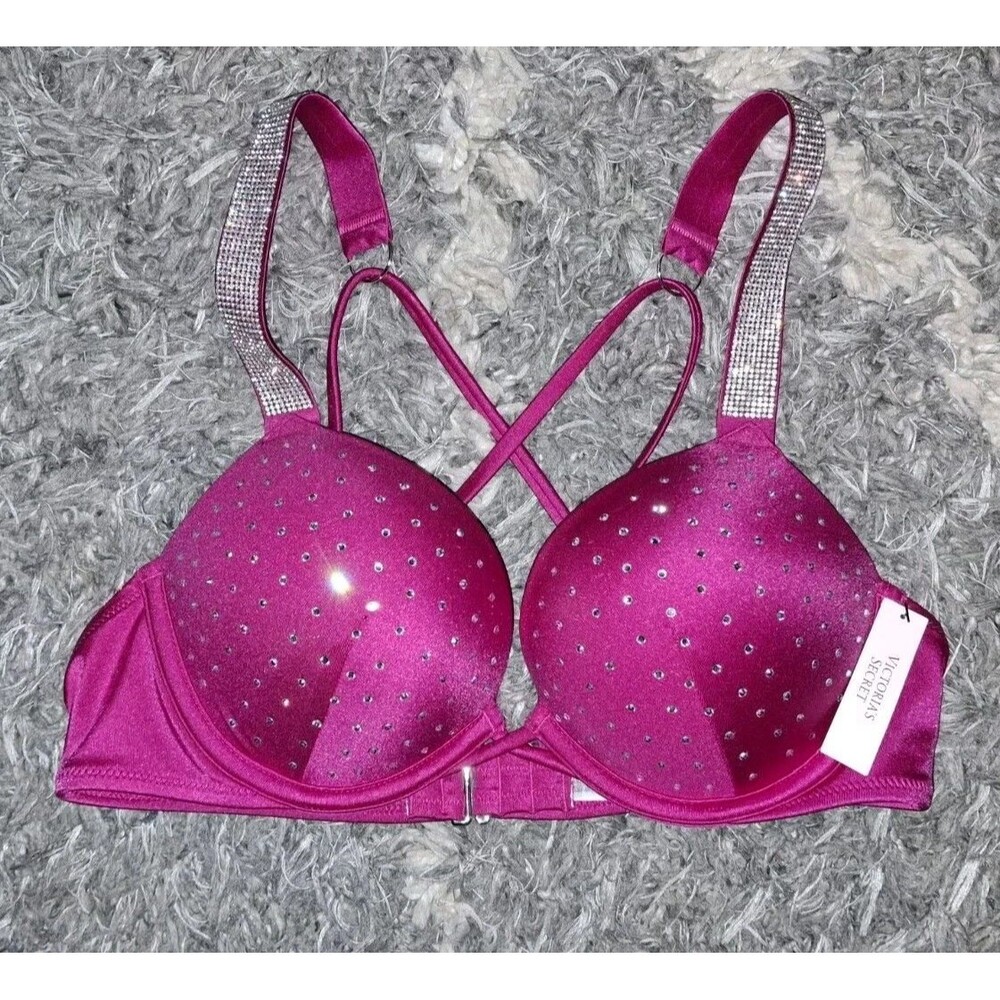 Victoria's Secret Swim Bikini Bombshell Top Push UP BRA 34B Shine Strap NWT